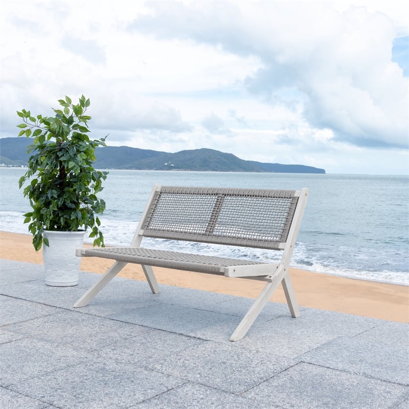 Safavieh Kobina Wood Outdoor Bench in Gray / Gray