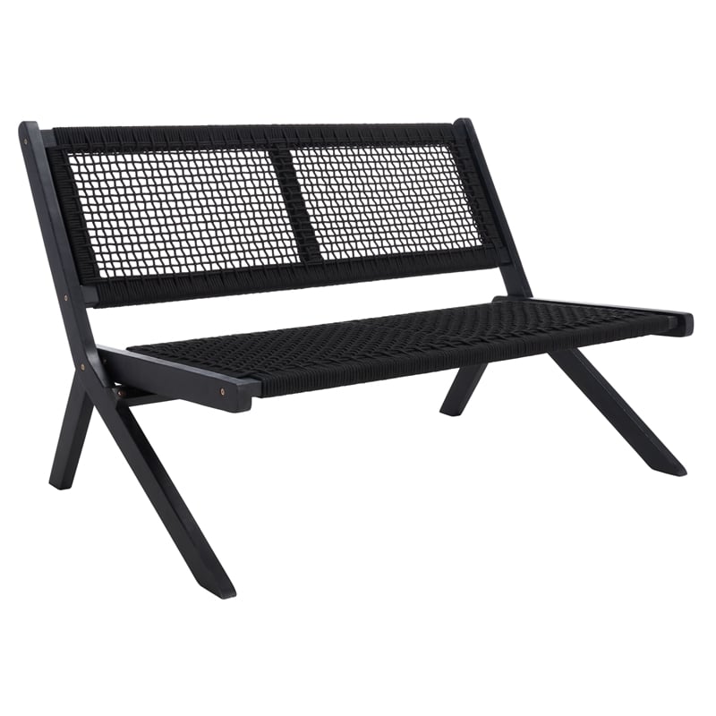 Safavieh Kobina Wood Outdoor Bench in Black / Black