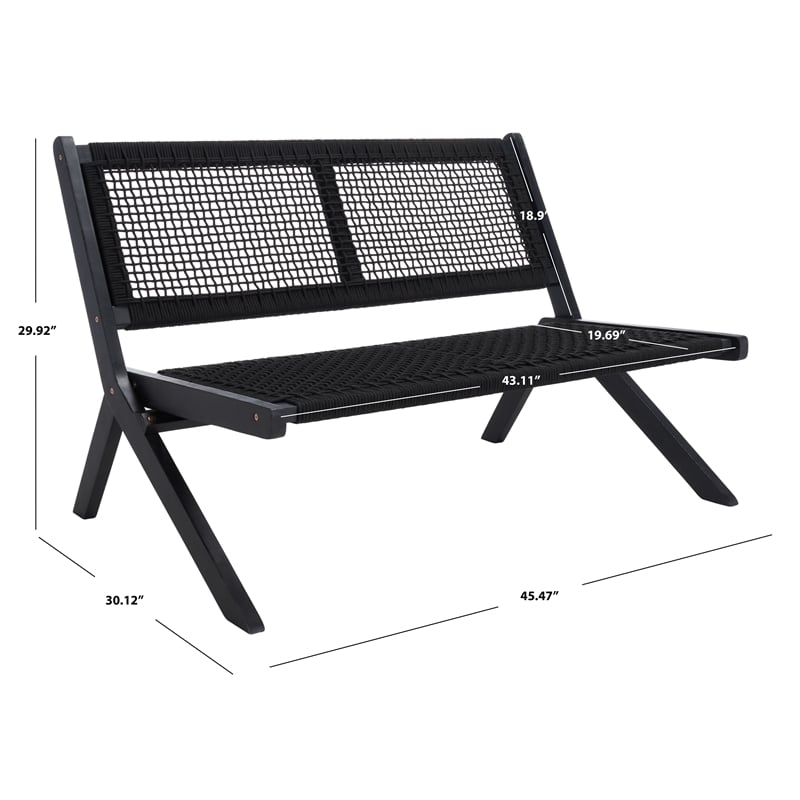 Safavieh Kobina Wood Outdoor Bench in Black / Black