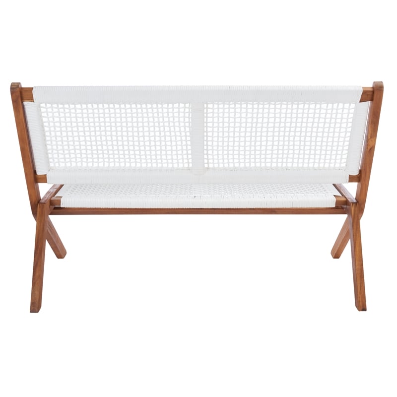 Safavieh Kobina Wood Outdoor Bench in Natural / White