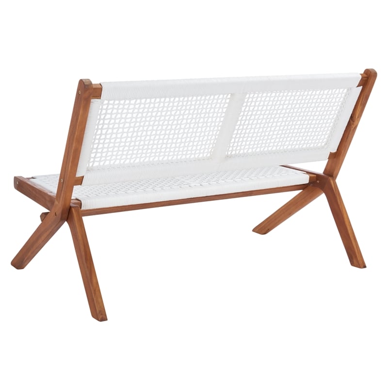 Safavieh Kobina Wood Outdoor Bench in Natural / White