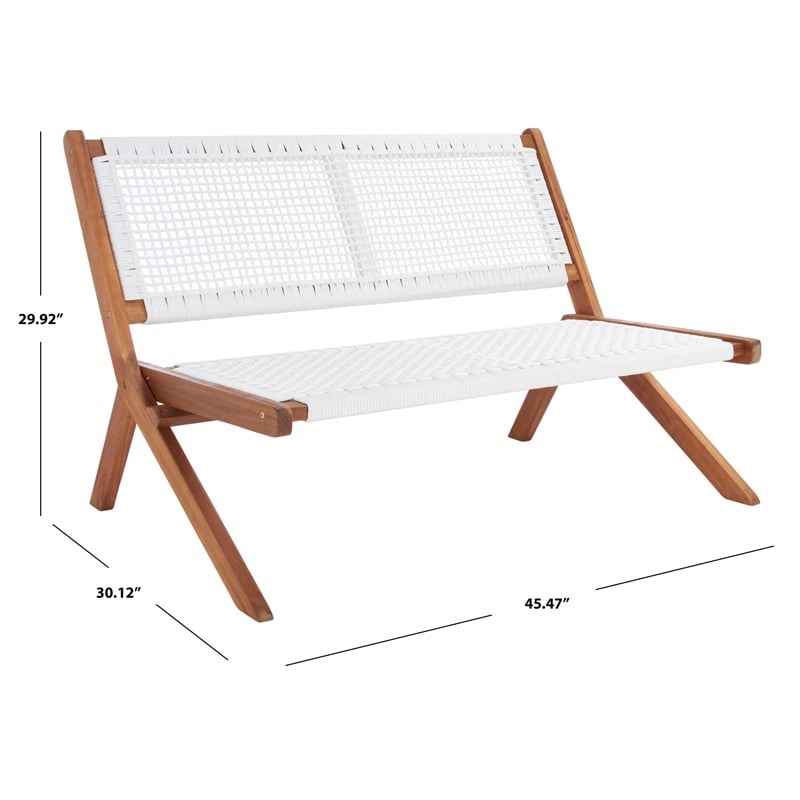 Safavieh Kobina Wood Outdoor Bench in Natural / White