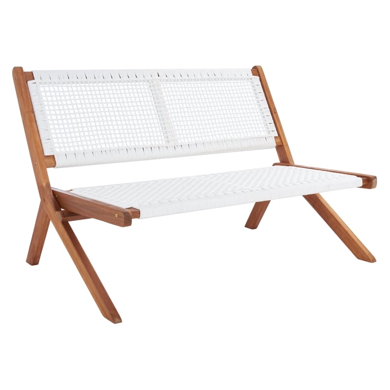 Safavieh Kobina Wood Outdoor Bench in Natural / White