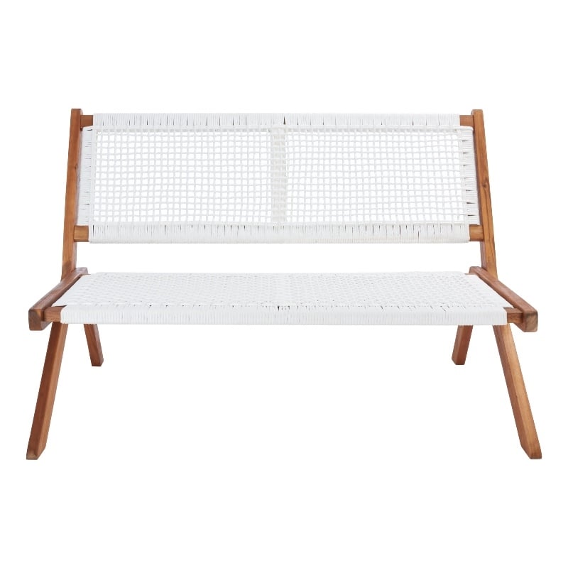 Safavieh Kobina Wood Outdoor Bench in Natural / White