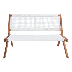 Safavieh Kobina Wood Outdoor Bench in Natural / White