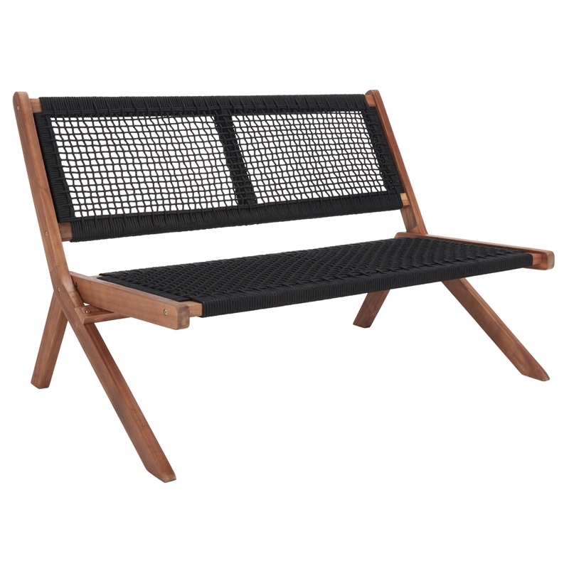 Safavieh Kobina Wood Outdoor Bench in Natural / Black