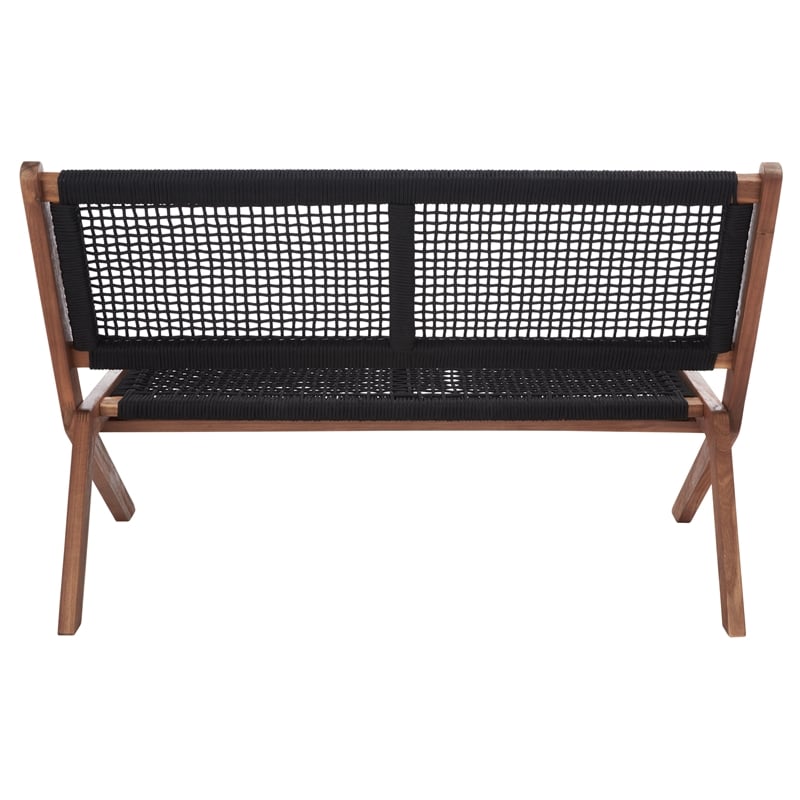 Safavieh Kobina Wood Outdoor Bench in Natural / Black