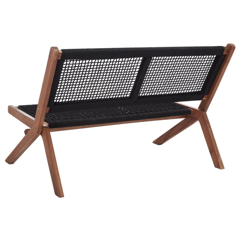 Safavieh Kobina Wood Outdoor Bench in Natural / Black