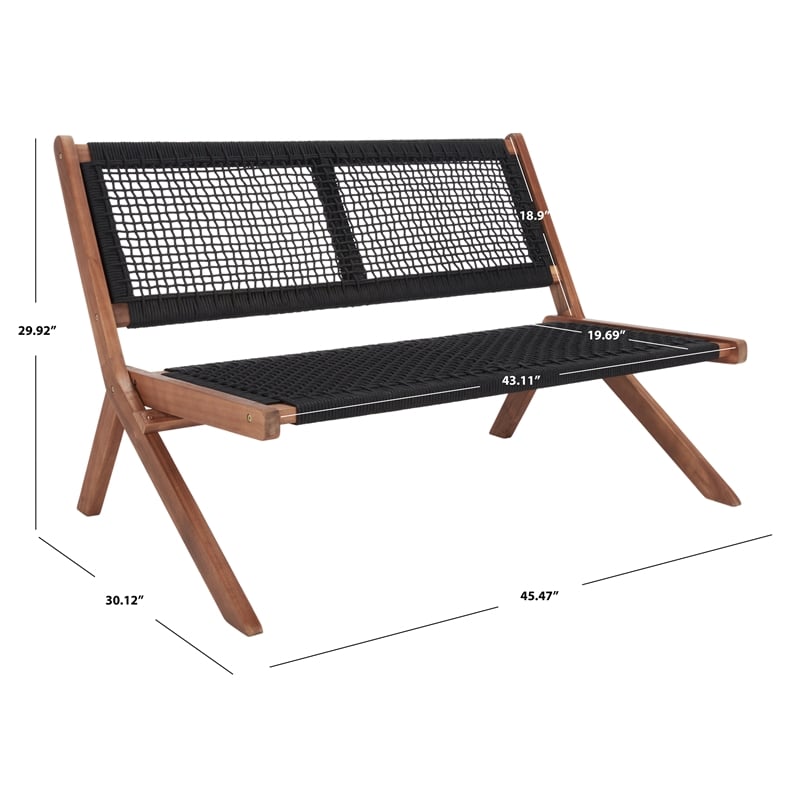 Safavieh Kobina Wood Outdoor Bench in Natural / Black