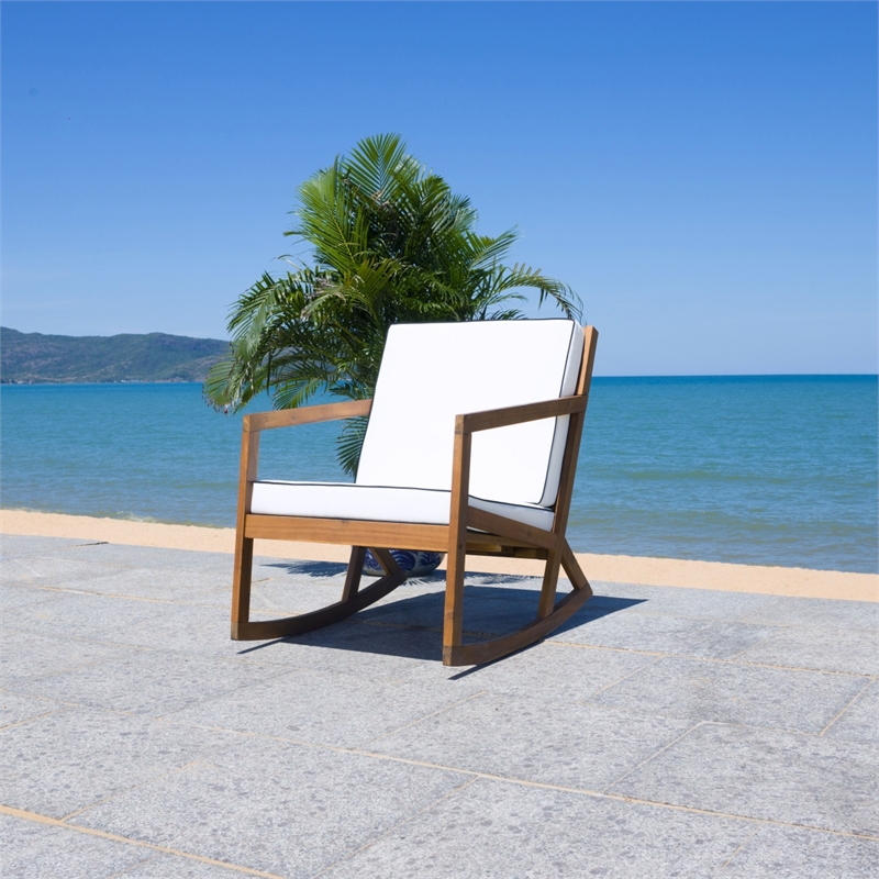 Safavieh Vernon Wood Rocking Chair in Natural / Beige