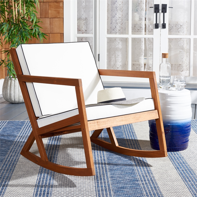 Safavieh Vernon Wood Rocking Chair in Natural / Beige