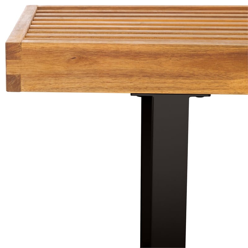 Safavieh Monti Wood Bench in Natural / Black