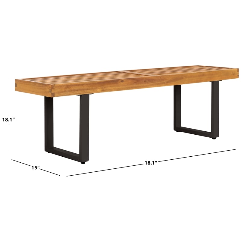 Safavieh Monti Wood Bench in Natural / Black