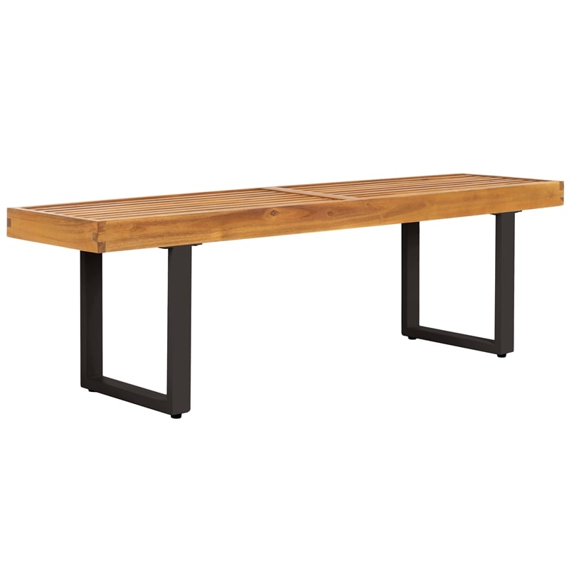 Safavieh Monti Wood Bench in Natural / Black