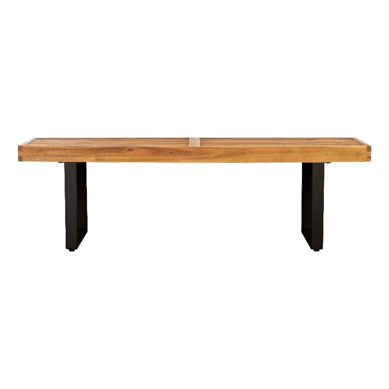 Safavieh Monti Wood Bench in Natural / Black