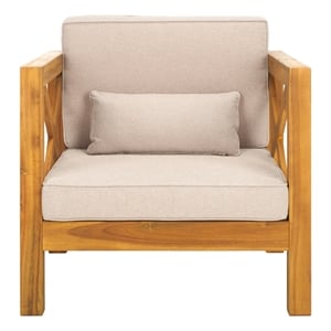 Safavieh Crewe Wood Chair in Natural / Light Gray