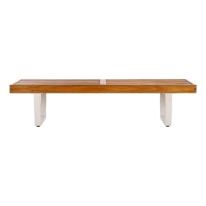 Safavieh Heather 60&quot Steel Bench  in Natural / White