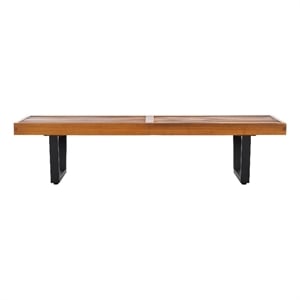Safavieh Heather 60&quot Steel Bench in Natural / Black