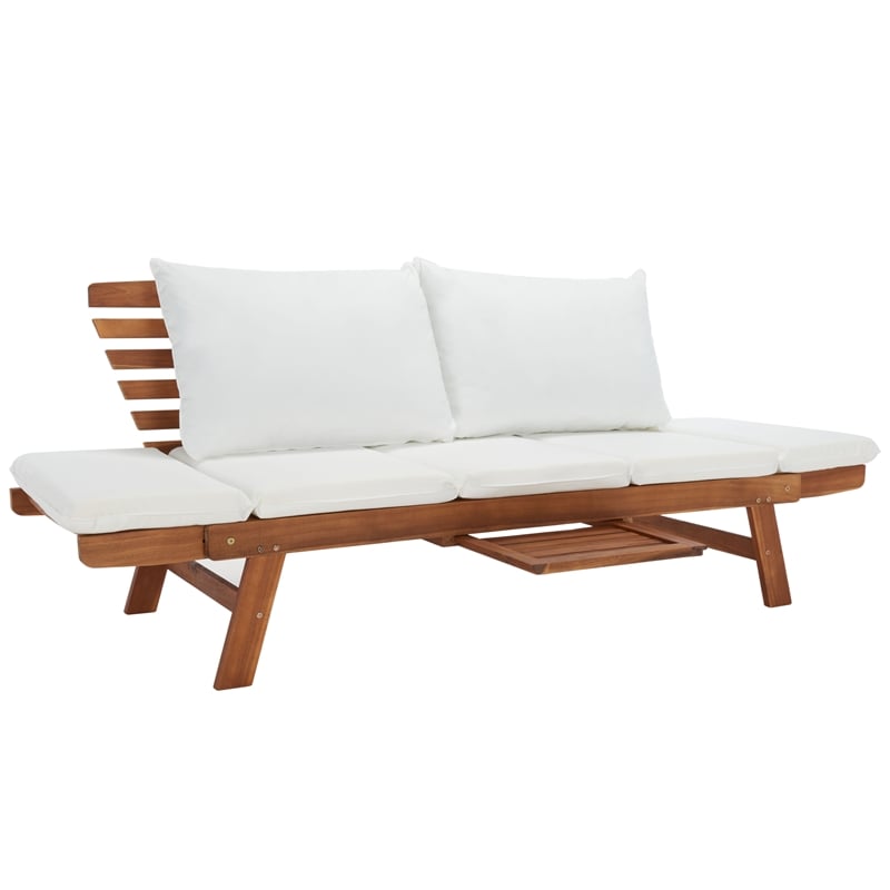 Safavieh Emely Wood Outdoor Daybed in Natural / Beige