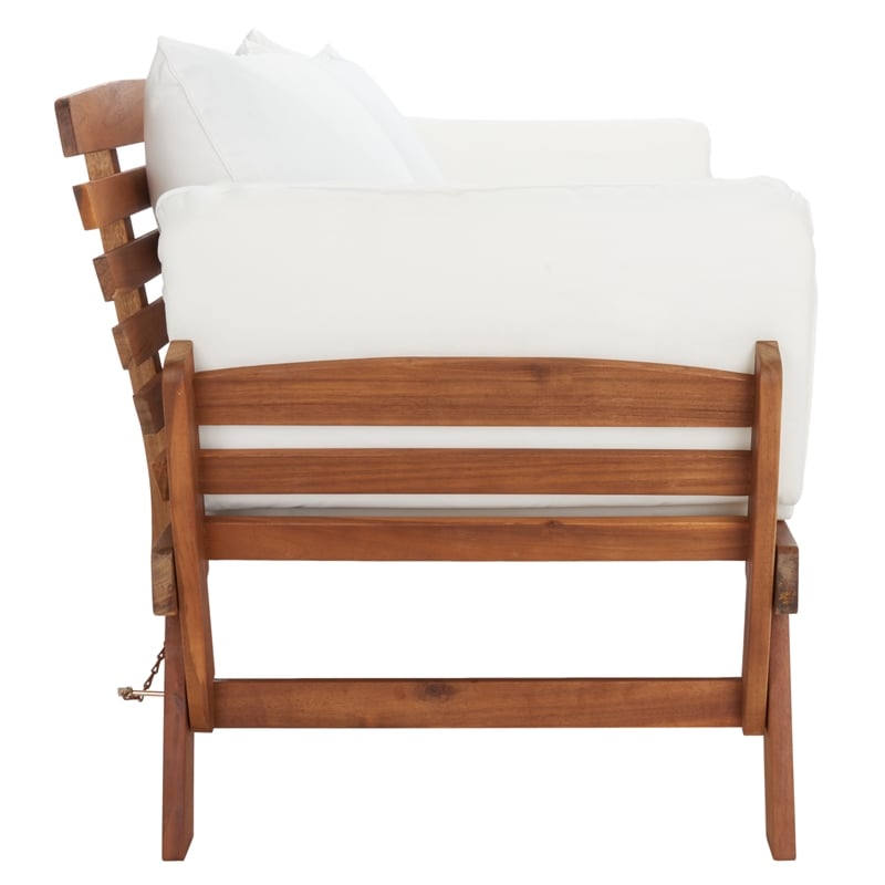 Safavieh Emely Wood Outdoor Daybed in Natural / Beige