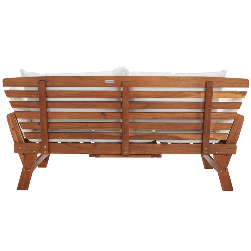 Safavieh Emely Wood Outdoor Daybed in Natural / Beige