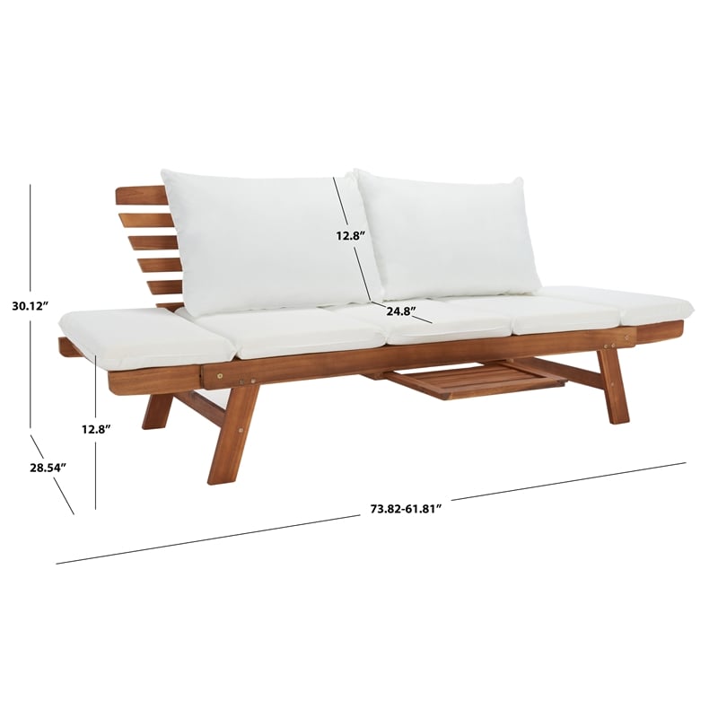 Safavieh Emely Wood Outdoor Daybed in Natural / Beige
