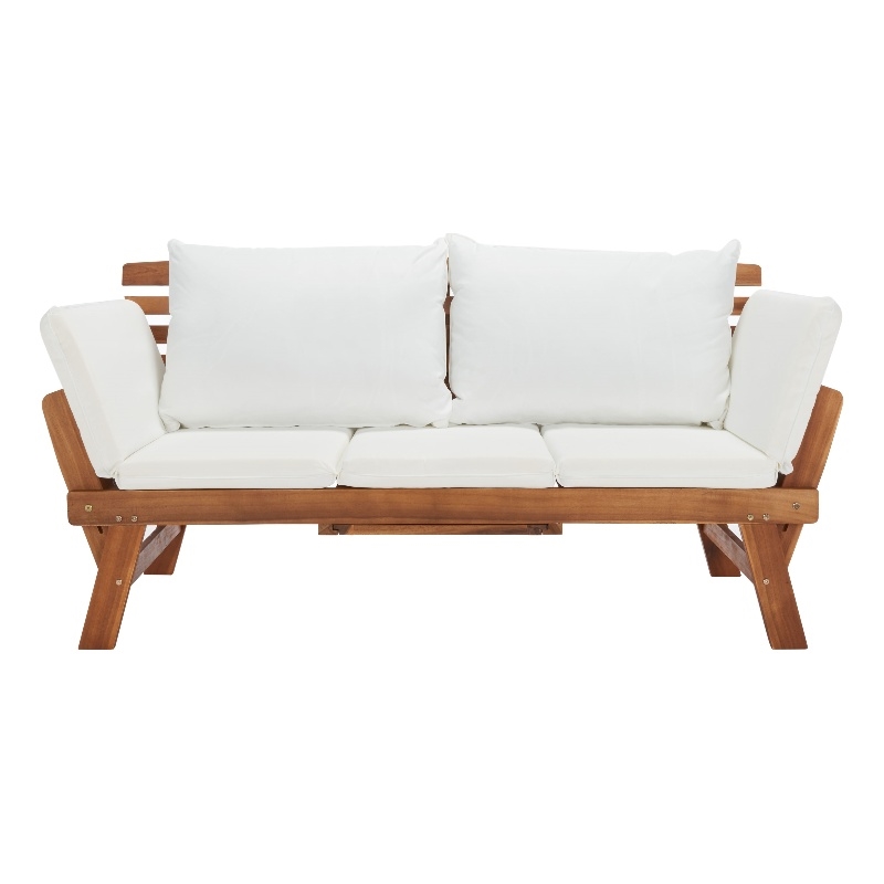 Safavieh Emely Wood Outdoor Daybed in Natural / Beige