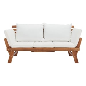 Safavieh Emely Wood Outdoor Daybed in Natural / Beige