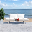 Safavieh Emely Wood Outdoor Daybed in Gray / Beige