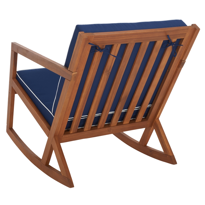 Safavieh Vernon Wood Rocking Chair in Natural / Navy