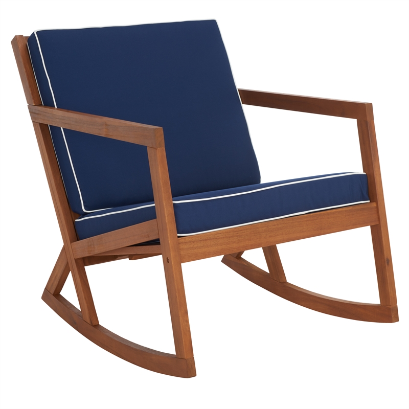 Safavieh Vernon Wood Rocking Chair in Natural / Navy