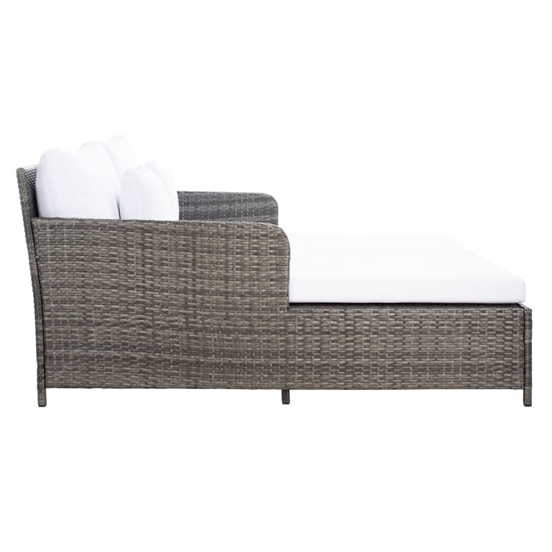 Safavieh Cadeo Wicker and Rattan Daybed in Gray / Brown / White
