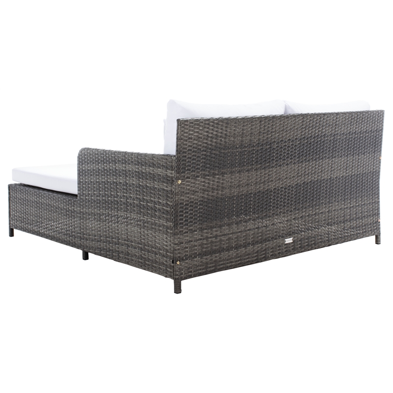 Safavieh Cadeo Wicker and Rattan Daybed in Gray / Brown / White