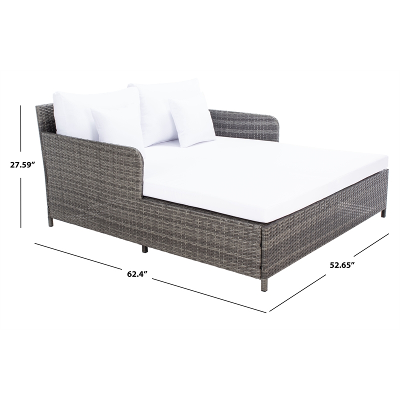 Safavieh Cadeo Wicker and Rattan Daybed in Gray / Brown / White