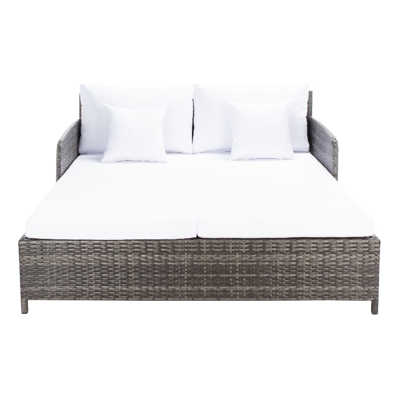 Safavieh Cadeo Wicker and Rattan Daybed in Gray / Brown / White