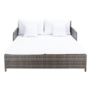 Safavieh Cadeo Wicker and Rattan Daybed in Gray / Brown / White