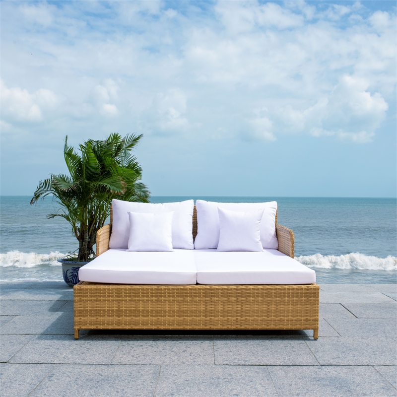 Safavieh Cadeo Wicker and Rattan Daybed in Natural / White
