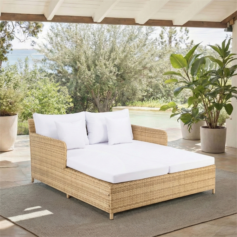 Safavieh Cadeo Wicker and Rattan Daybed in Natural / White