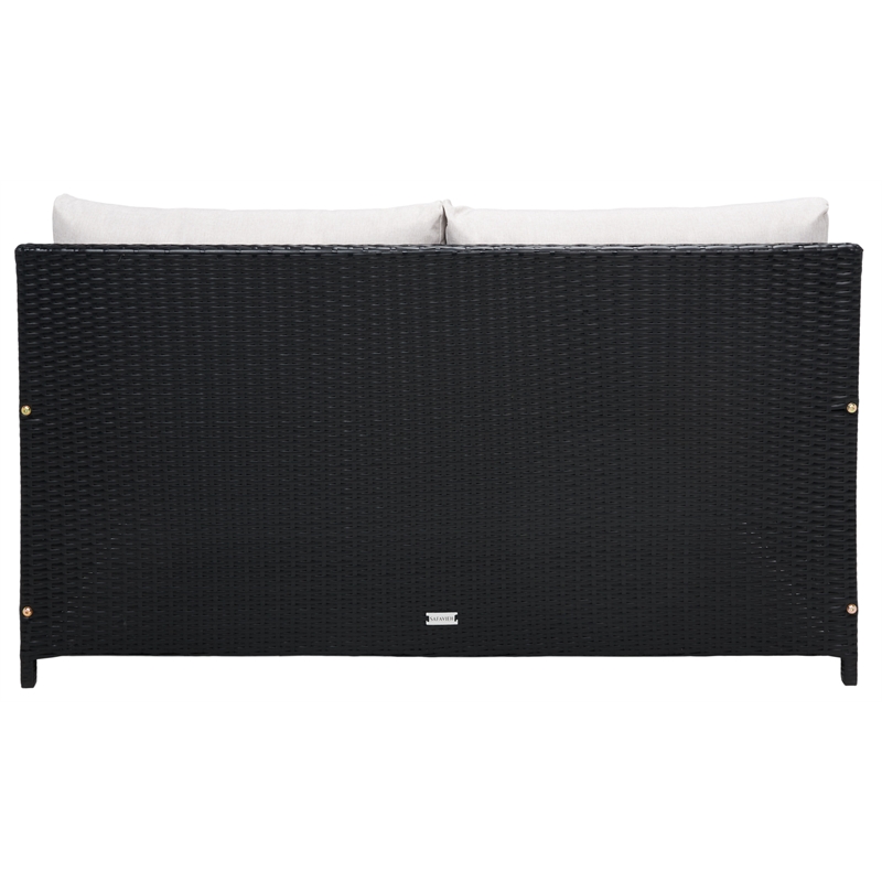 Safavieh Cadeo Wicker and Rattan Daybed in Black / Light Gray