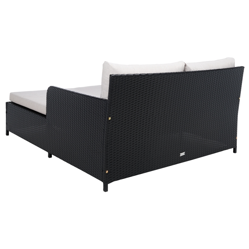 Safavieh Cadeo Wicker and Rattan Daybed in Black / Light Gray