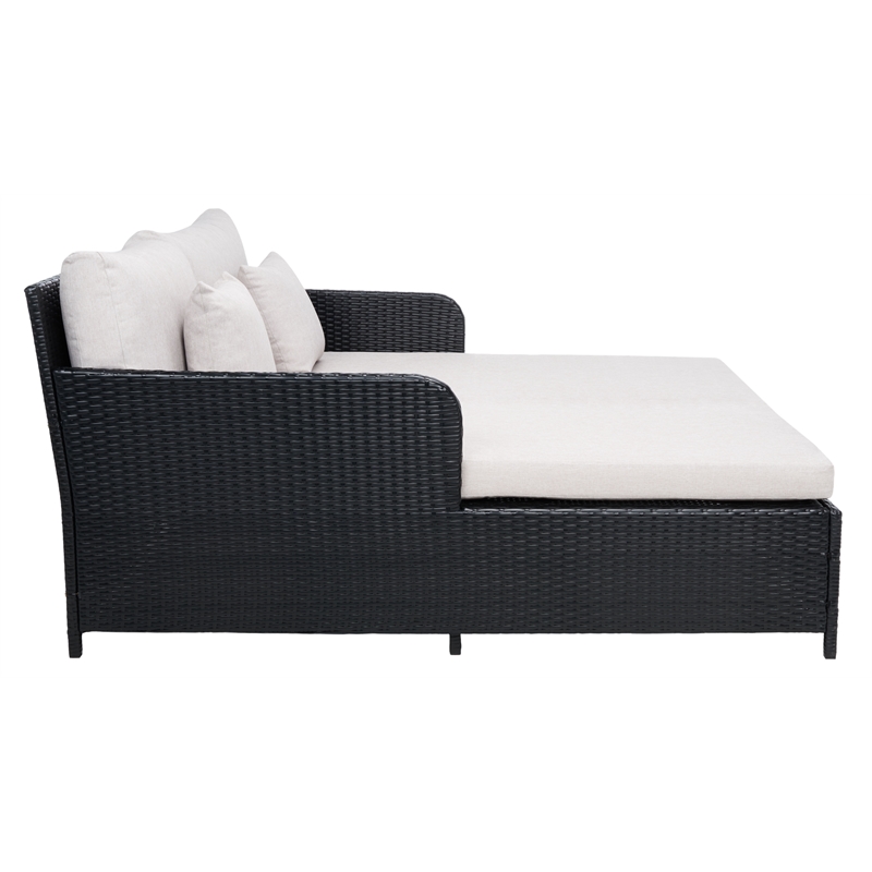 Safavieh Cadeo Wicker and Rattan Daybed in Black / Light Gray