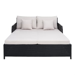 Safavieh Cadeo Wicker and Rattan Daybed in Black / Light Gray