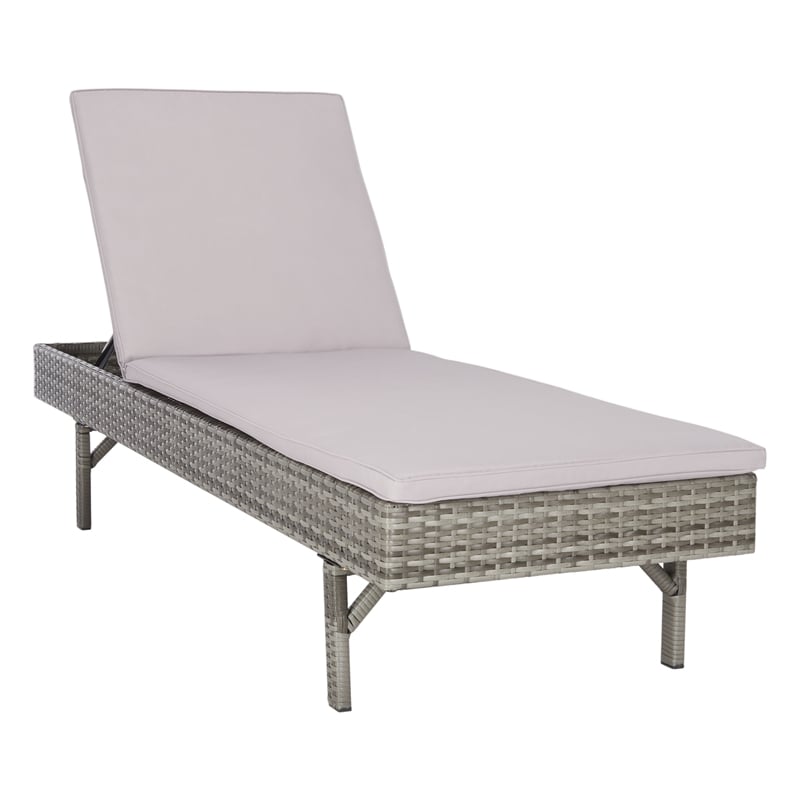 Safavieh Cam Wicker and Rattan Sunlounger in Gray / Gray