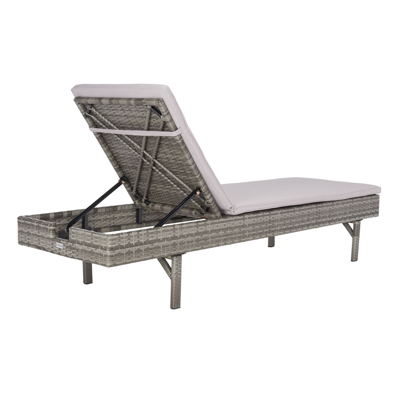 Safavieh Cam Wicker and Rattan Sunlounger in Gray / Gray