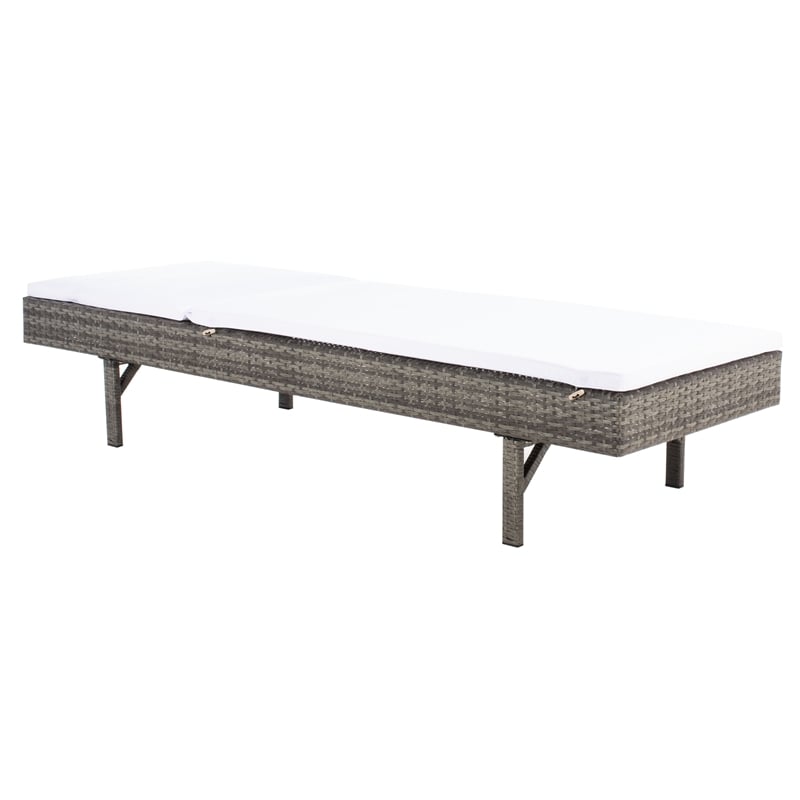 Safavieh Cam Wicker and Rattan Sunlounger in Gray / Brown / White