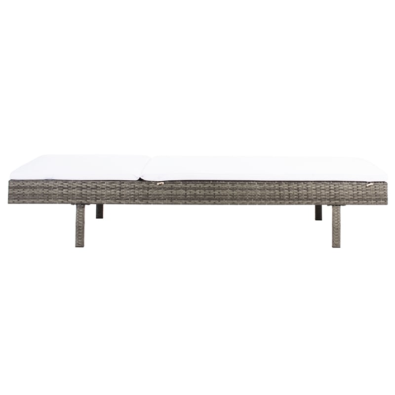 Safavieh Cam Wicker and Rattan Sunlounger in Gray / Brown / White