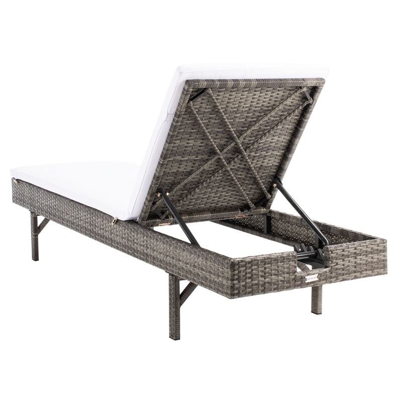 Safavieh Cam Wicker and Rattan Sunlounger in Gray / Brown / White
