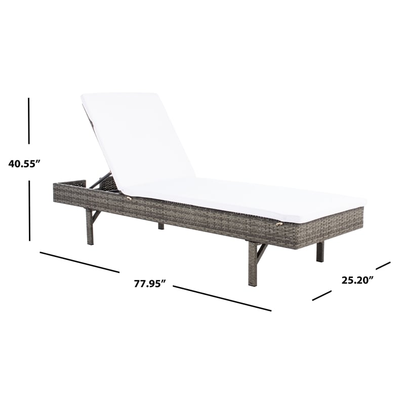 Safavieh Cam Wicker and Rattan Sunlounger in Gray / Brown / White