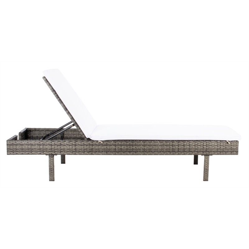 Safavieh Cam Wicker and Rattan Sunlounger in Gray / Brown / White