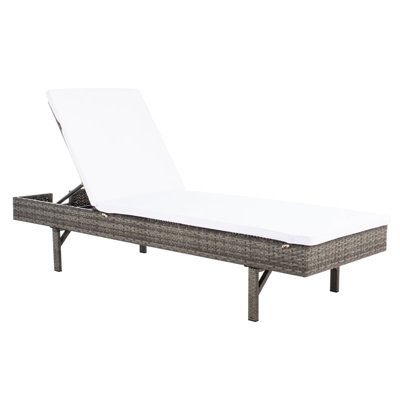 Safavieh Cam Wicker and Rattan Sunlounger in Gray / Brown / White